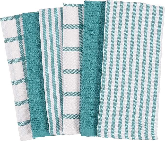 Mixed Flat & Terry Kitchen Towels | Set of 6 18 x 28 Inches | 4 Flat Weave Towels for Cooking and... | Amazon (US)