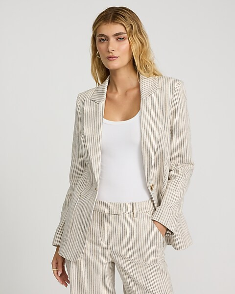 Striped Long Slim Blazer | Express