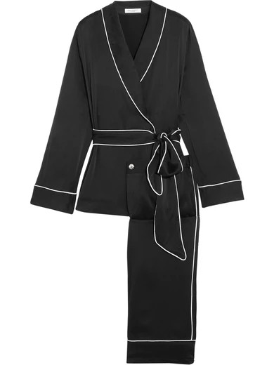 Equipment - Odette Washed-silk Pajama Set - Black | NET-A-PORTER (US)