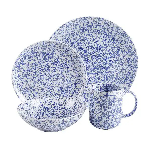 Martha Stewart Warham 16 pc Splatter (Service for 4) Stoneware Dinnerware Set - Blue - Handpainte... | Bed Bath & Beyond