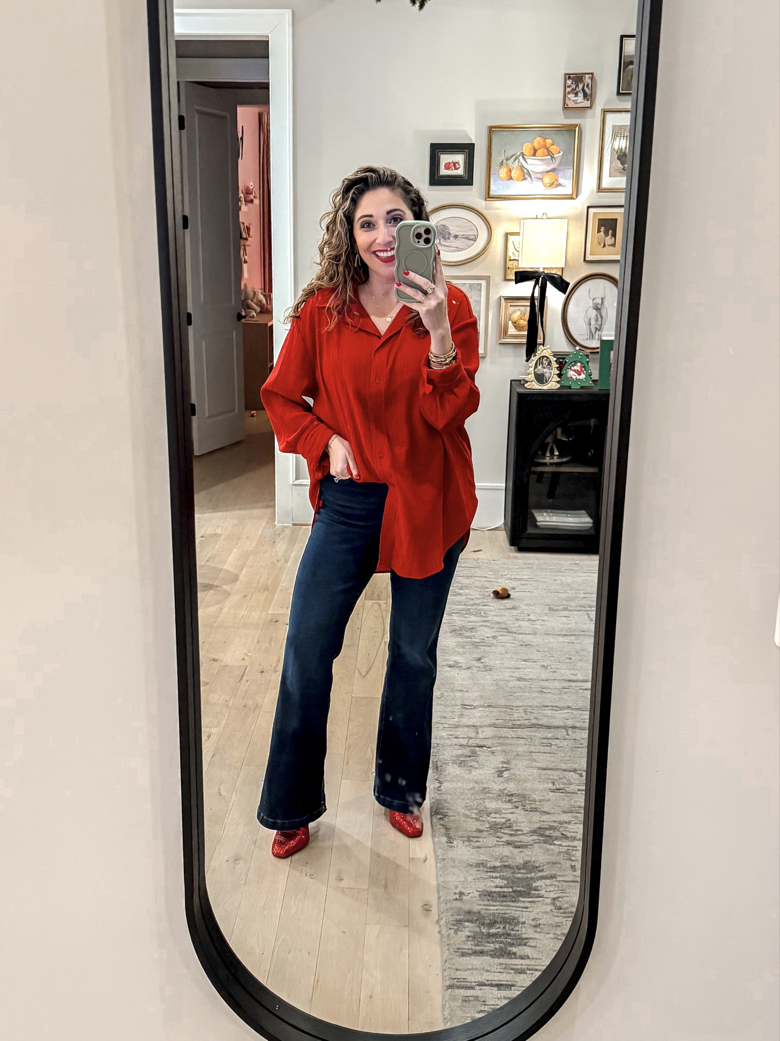 This is what I ended up wearing for our annual Christmas brunch! I’m cooking and running around like crazy hosting so I need something comfortable and breathable so I don’t sweat my booty off. This red blouse is from H&M last year and these jeans are from Walmart last year. I’ll link them but will probably have to link others if the stock is out or low. Also, David got me these fun red rhinestone boots for Christmas last year so I thought I’d bust them out. They were BEYOND comfortable for heeled booties 
Blouse L / Jeans 12 / Booties tts

#LTKootd #LTKMidsize #LTKOver40