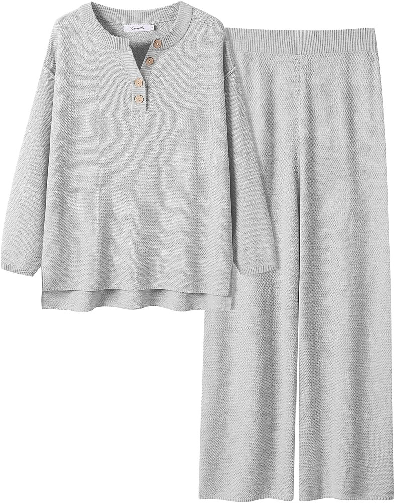 ANRABESS Women 2 Piece Outfits Oversized Loose waffle Knit Sweater Set 2024 Fall Trendy Matching ... | Amazon (US)