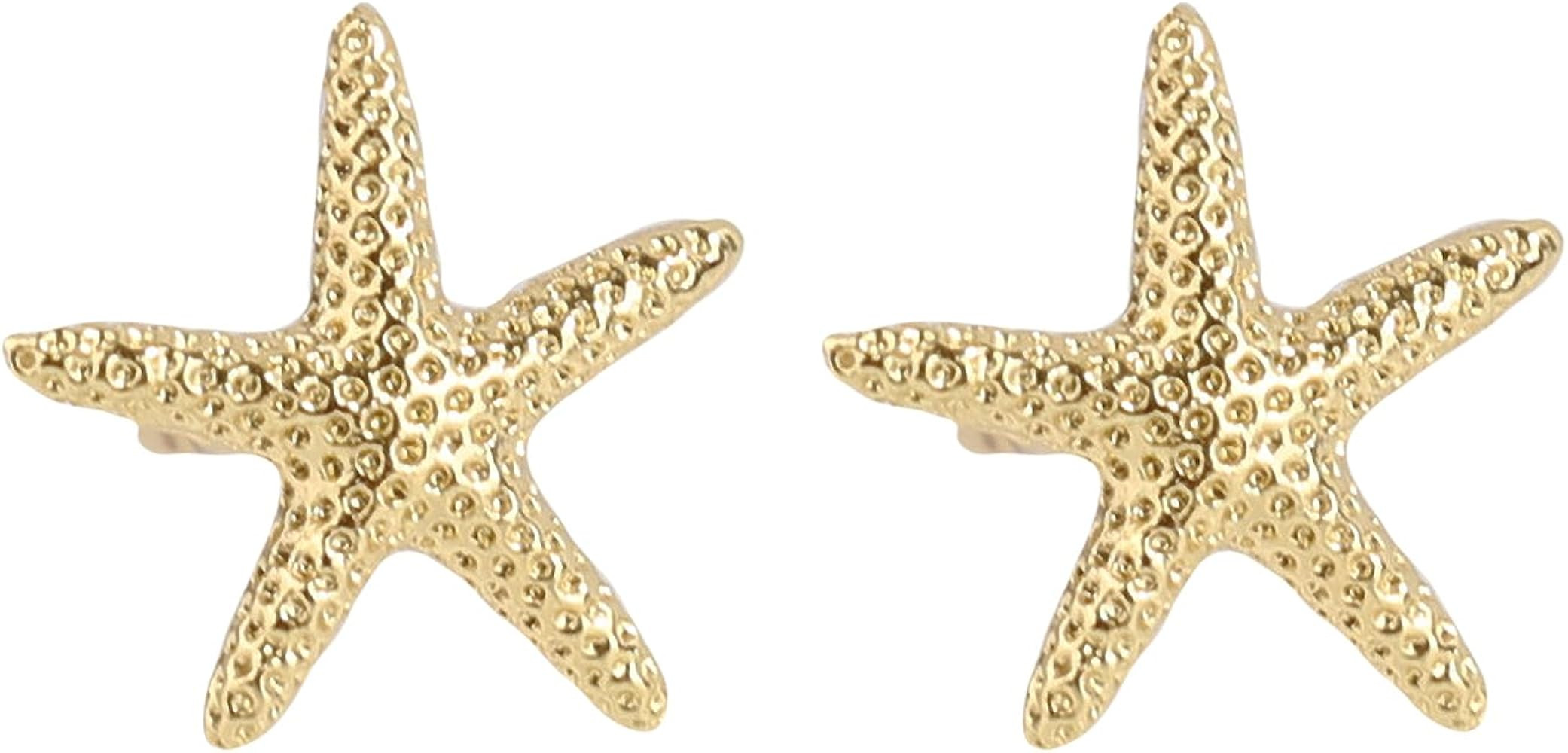 Mikovivi Tiny Starfish Earrings for Women, Gold Dainty Beach Stud Earrings Small Summer Jewelry M... | Amazon (UK)