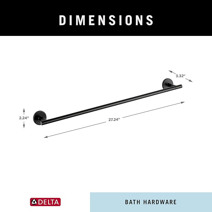 Delta 759240-BL Trinsic 24 in. Wall Mount Towel Bar Bath Hardware Accessory in Matte Black | Amazon (US)