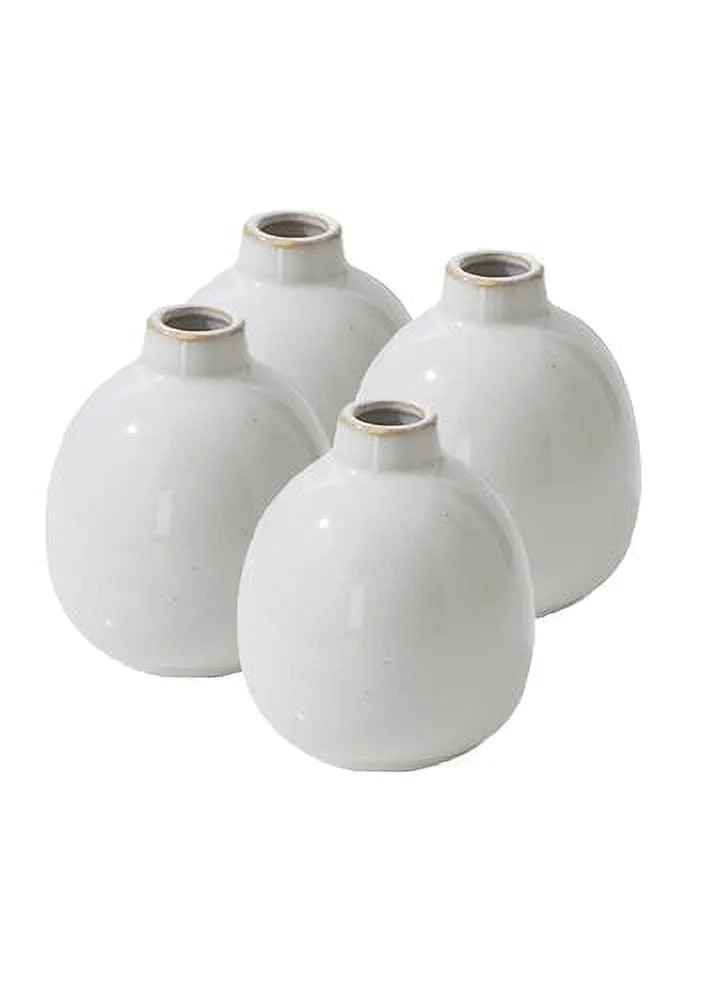 Serene Spaces Living Set of 4 White Ceramic Bud Vase, 3" Diameter & 4" Tall - Walmart.com | Walmart (US)