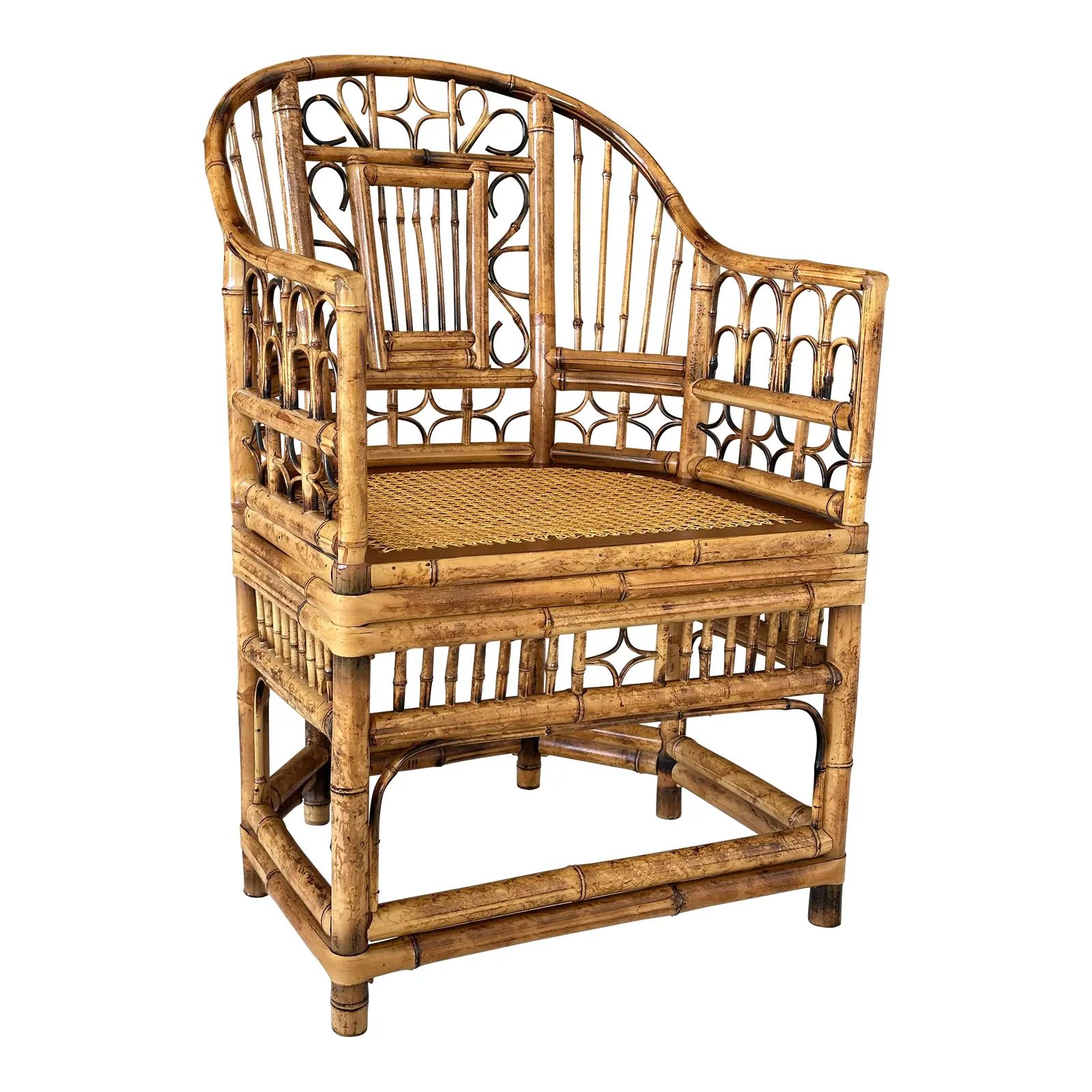 1960’s Hekman Brighton Pavilion Burnt Bamboo Side Arm Chair | Chairish