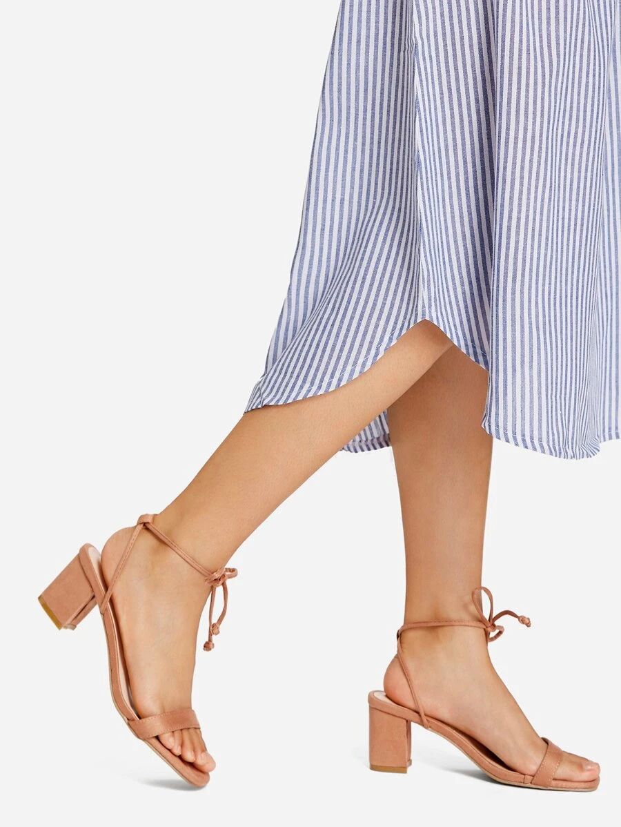 Bow Front Strappy Heeled Sandals | SHEIN