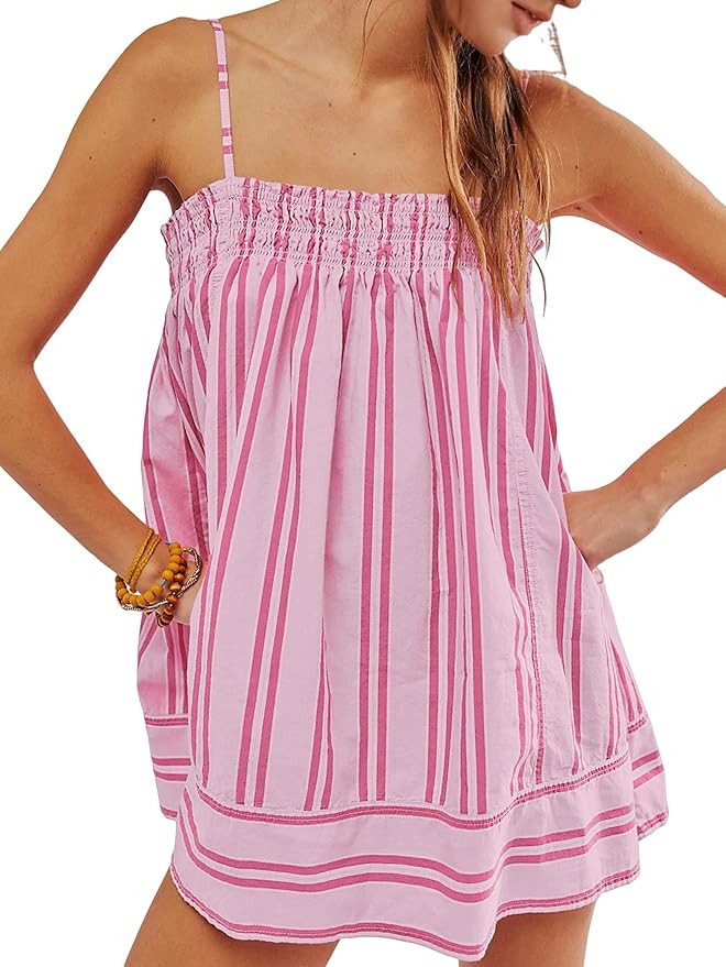 Women Y2k Striped Sleeveless Flowy Hem Crop Top+High Waist Lounge Shorts Set 2 Piece Sleepwear | Amazon (US)