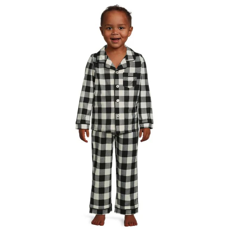 Wonder Nation Toddler Boy Long Sleeve Pajama Coat Set, 2-Piece, Sizes 2T-5T | Walmart (US)