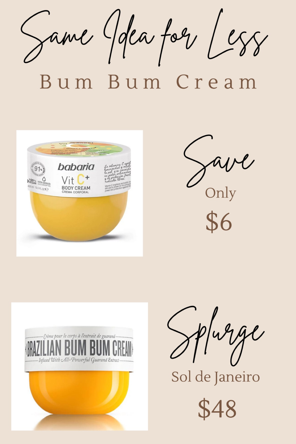 Babaria Vitamin C Body Moisturizer 13.5 fl. oz sol de Janeiro bum bum cream dupe save splurge 

#LTKbeauty #LTKGiftGuide #LTKFind