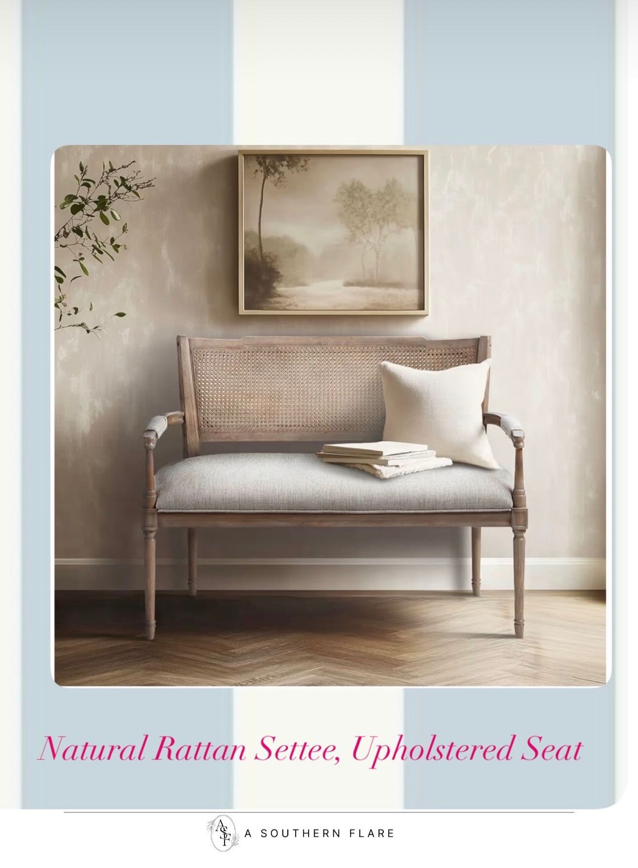 Natural Rattan Settee, Upholstered Seat

#LTKHome