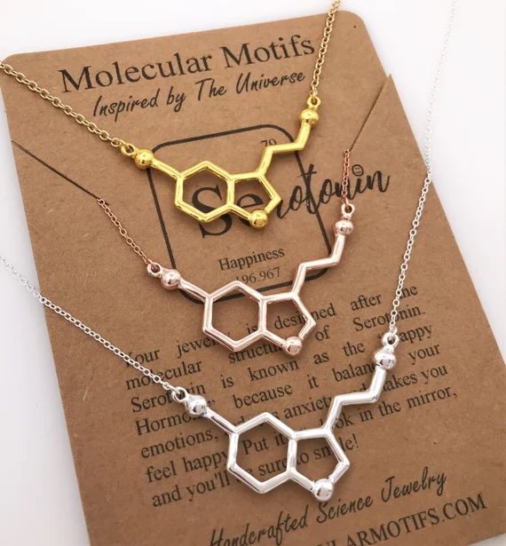 Serotonin Molecule Necklace-Handcrafted Pendant-Psychology Gift-Science Gift-Unique Gift- Silver, Ro | Etsy (US)
