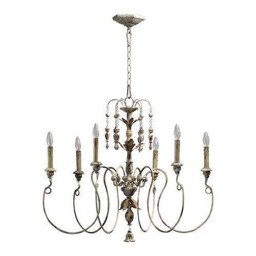 Quorum 6006-6-70 Traditional Leaf, Flower, Fruit Six Light Chandelier, 32", Persian White | Amazon (US)