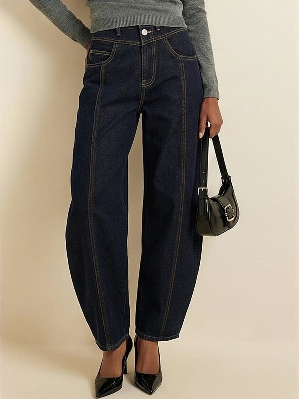 Mid-Waist Balloon Jeans | Commense