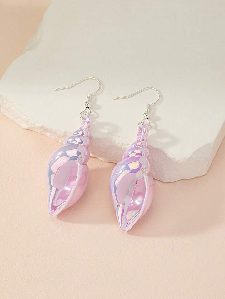 Fashionable Ocean Style Colorful Conch Shape Earrings, Suitable For Daily Wear | SHEIN