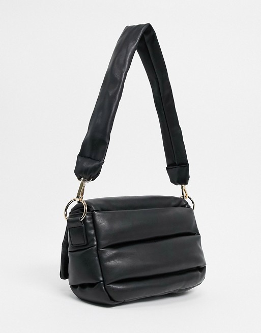 ASOS DESIGN puffed quilted shoulder bag in black | ASOS (Global)