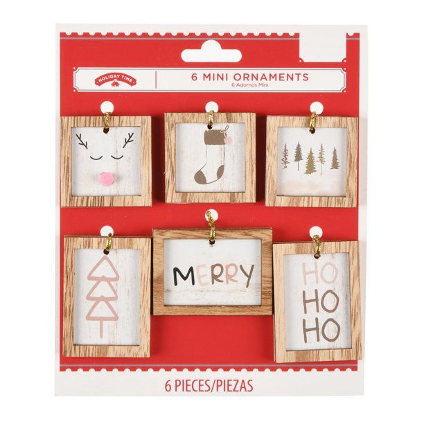 Holiday Time Framed Word Christmas Ornaments, 6.13", 6 Count | Walmart (US)