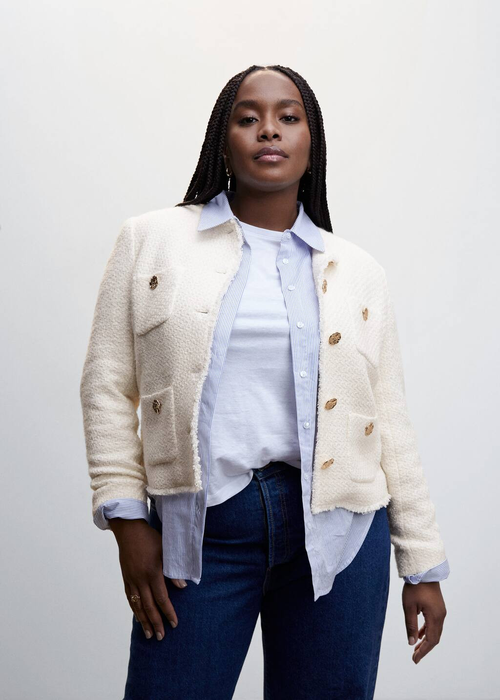 Pocket tweed jacket | MANGO (UK)