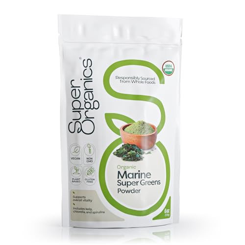 Super Organics Marine Super Greens Powder – USDA Organic, Vegan, Gluten-Free, Non-GMO, BPA-Free, Superfood Powder with Organic Kelp, Spirulina & Chlorella, 6 oz | Amazon (US)