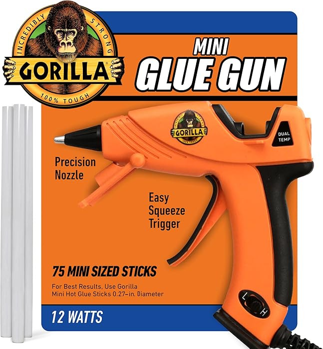 Gorilla Mini Hot Glue Gun Kit (Pack of 1 Mini Hot Glue Gun and 75 Sticks) - Dual Temp, Precision ... | Amazon (US)