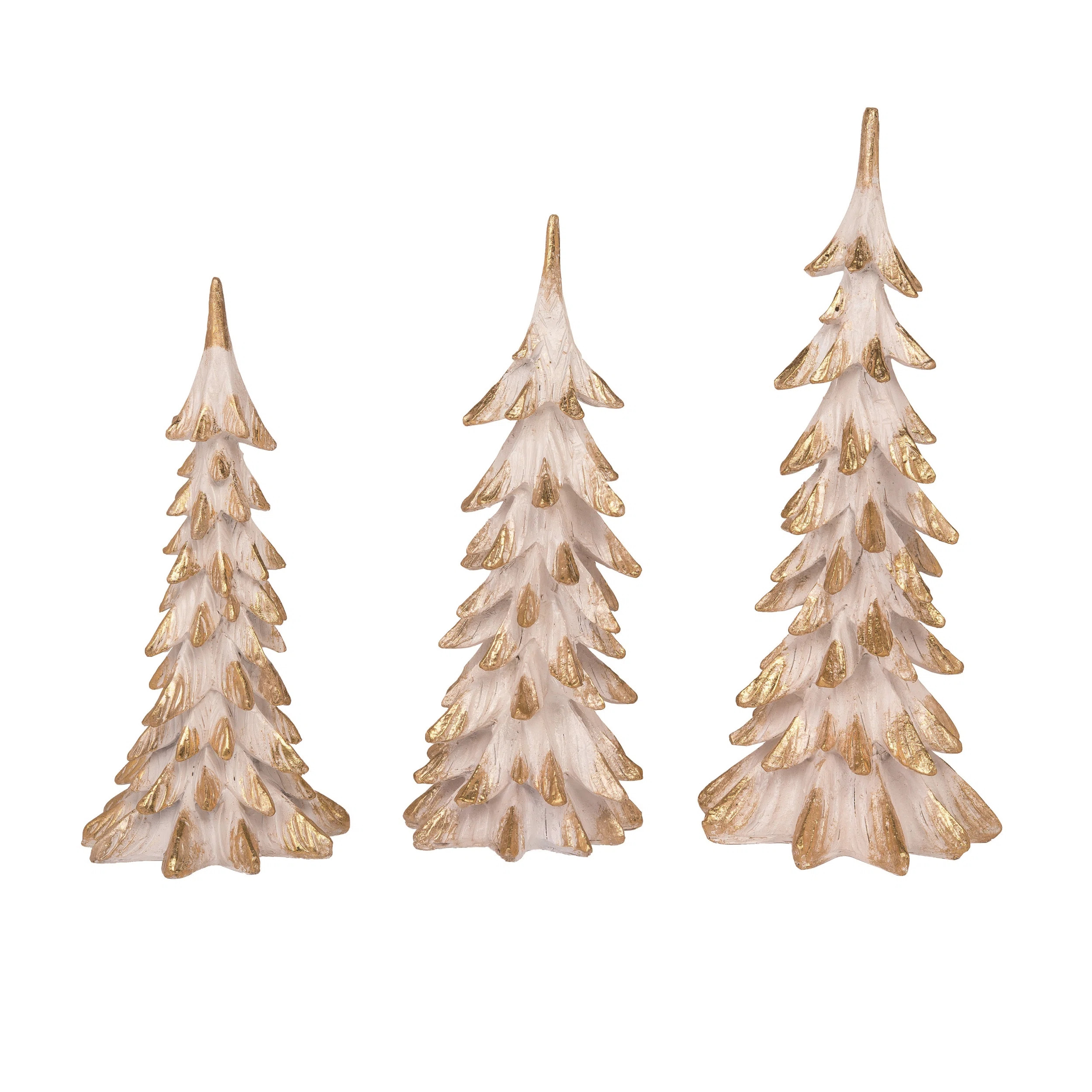 The Holiday Aisle® Resin 13.75 in. Brown Christmas Elegant Accent Trees Set of 3 | Wayfair North America