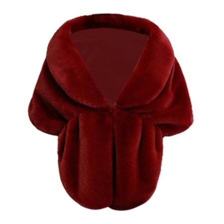 Xmarks Faux Fur Shawl Wrap Stole Shrug Winter Bridal Wedding Cover Up Dark Red(Rabbit Hair) | Walmart (US)