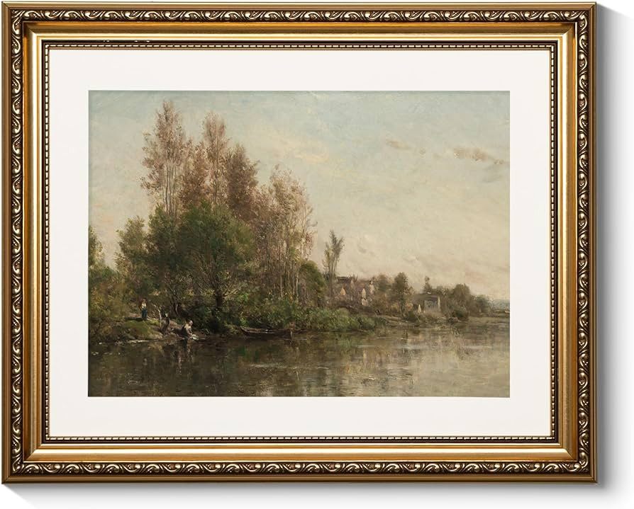 ARPEOTCY Vintage Gold Framed Wall Art Decor, 13x16 inch River Banks Landscape Paintings, Classic ... | Amazon (US)