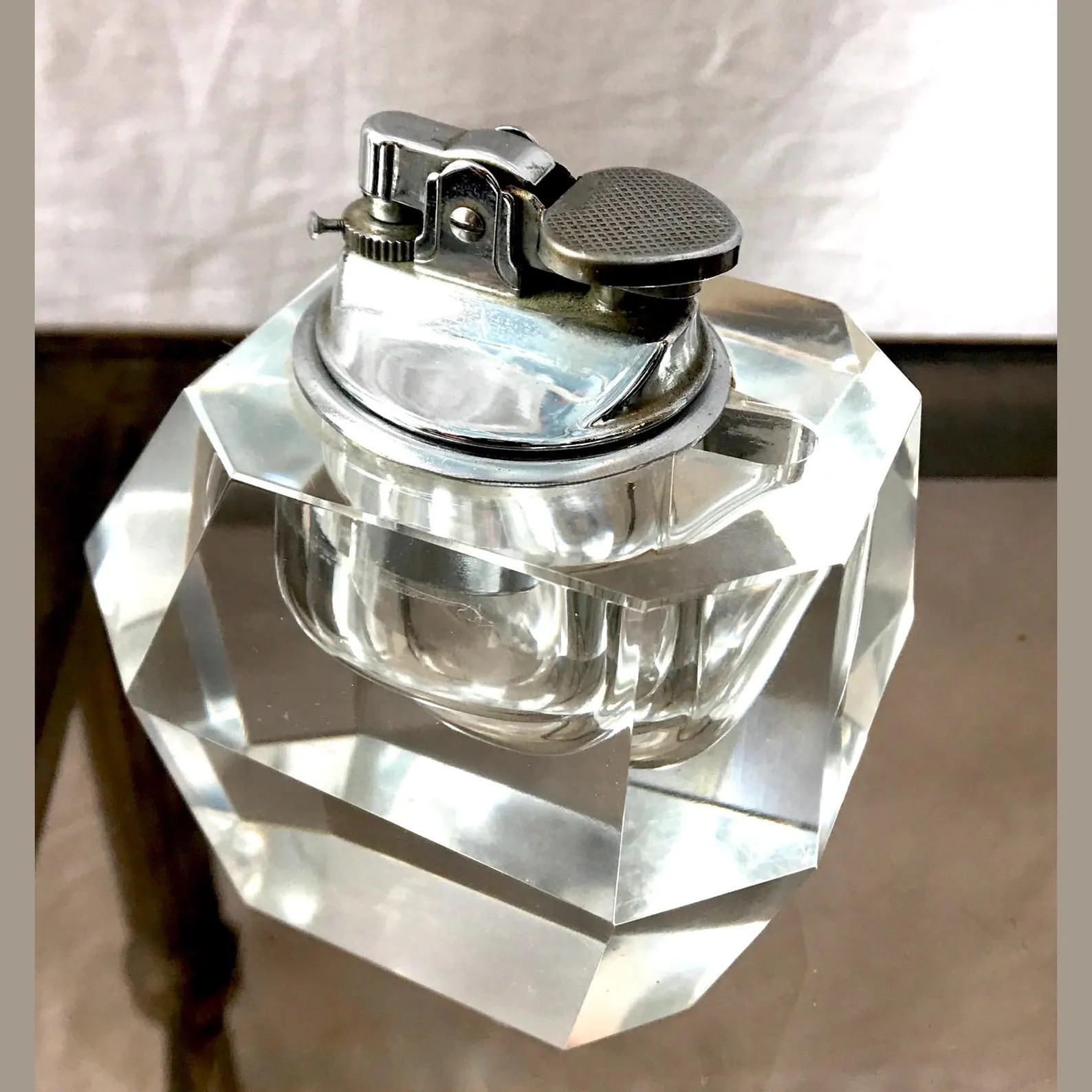 BINALITE Vintage Art Deco Hand Cut Clear Crystal Table Lighter - Etsy | Etsy (US)