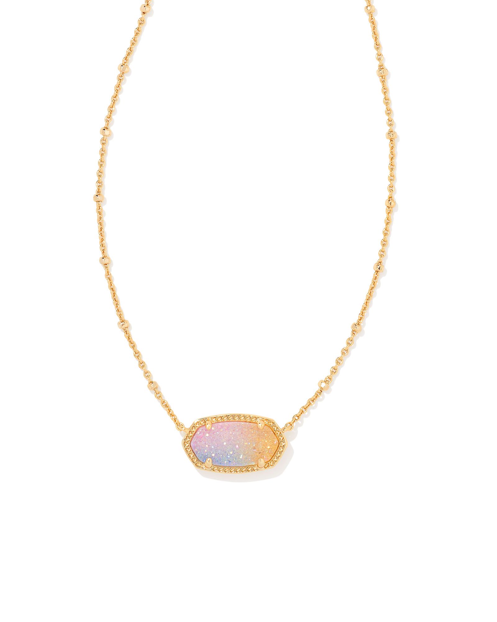 Elisa Gold Satellite Pendant Necklace in Pink Watercolor Drusy | Kendra Scott | Kendra Scott