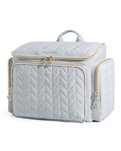 BAGSMART Travel Toiletry Bag, Large Wide-open Travel Bag for Toiletries, Makeup Cosmetic Travel Bag with Handle-Grey | Amazon (US)