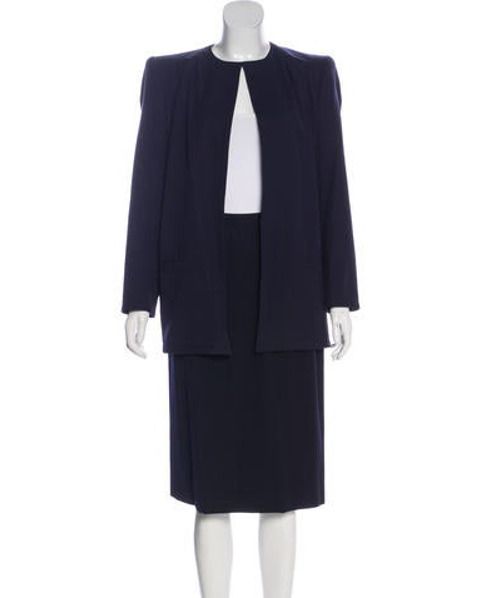 Valentino Wool Two-Piece Skirt Suit Navy | The RealReal