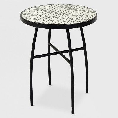 Mosaic Honeycomb Indoor/Outdoor Accent Table Black/Off-White - Threshold™ | Target