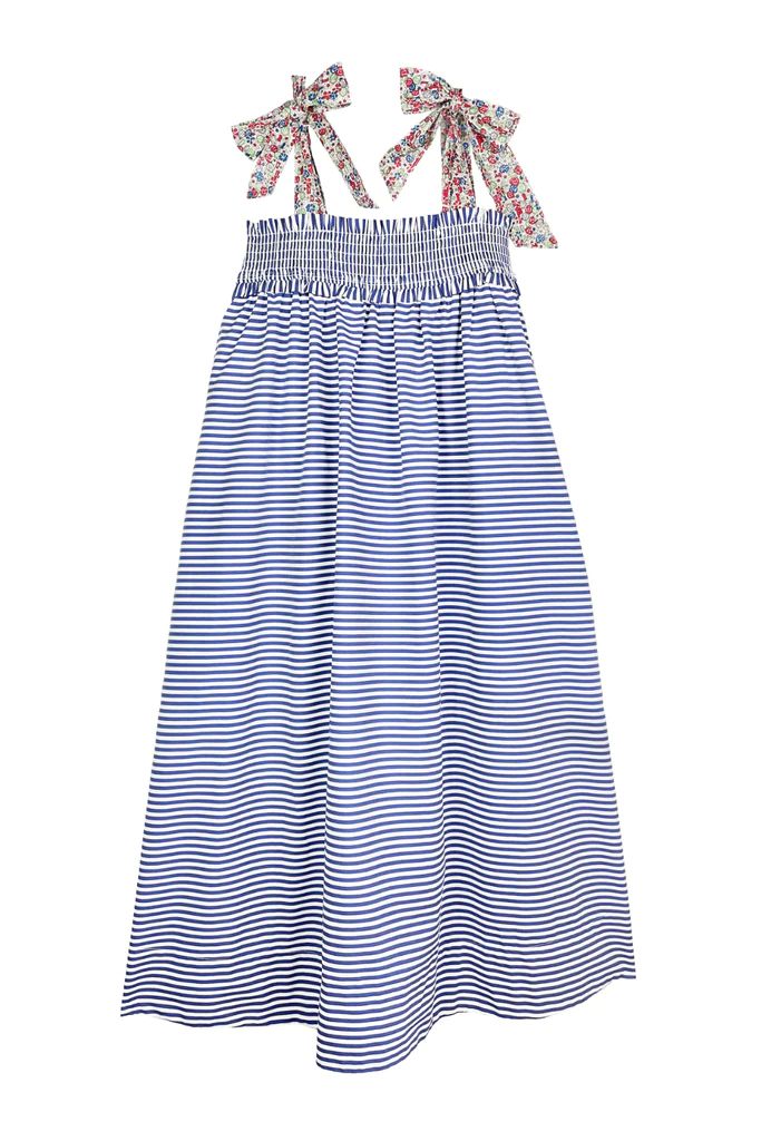 Tie Top MIDI Dress -  Blue Stripe - Final Sale | Shop BURU