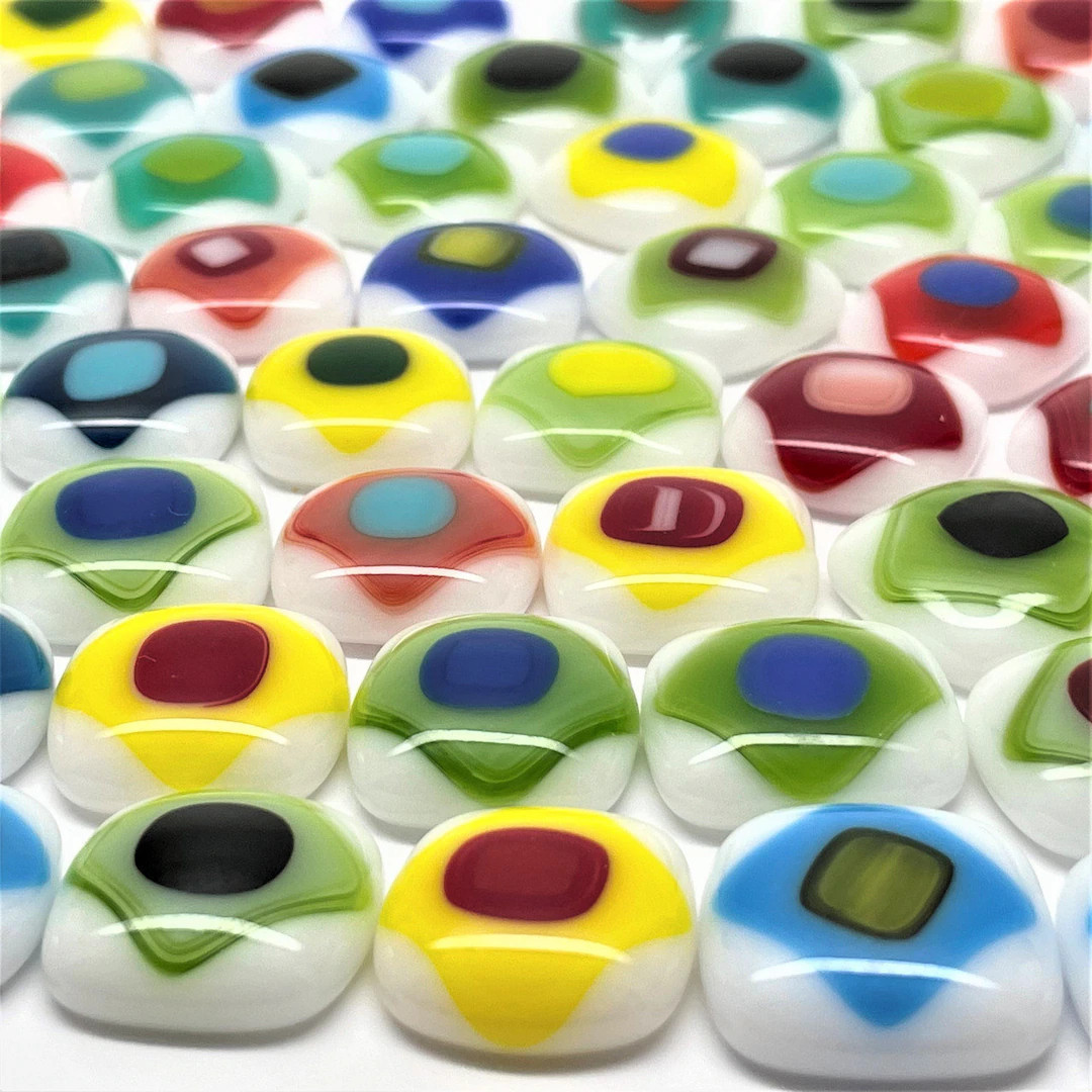 FUSED Stained Glass Tiles, Med, 12pcs, ANGLED, White | Etsy (US)