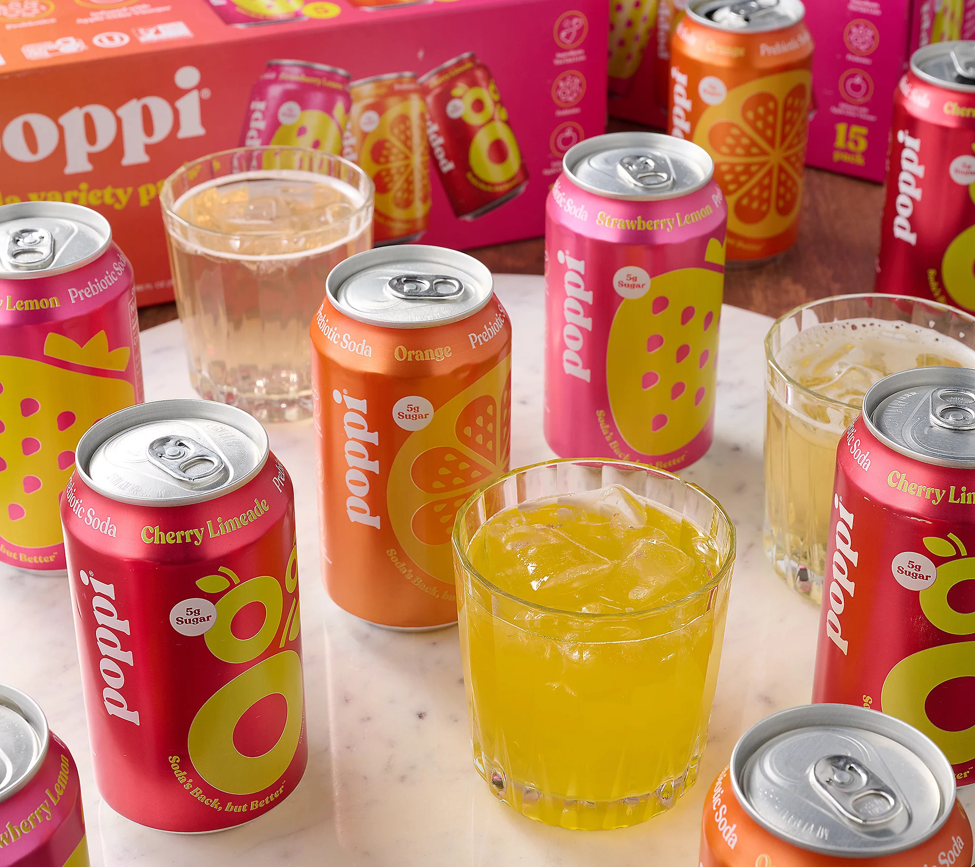 Poppi (30) 12oz Cans 5g Sugar Soda Fruity Variety Pack | QVC