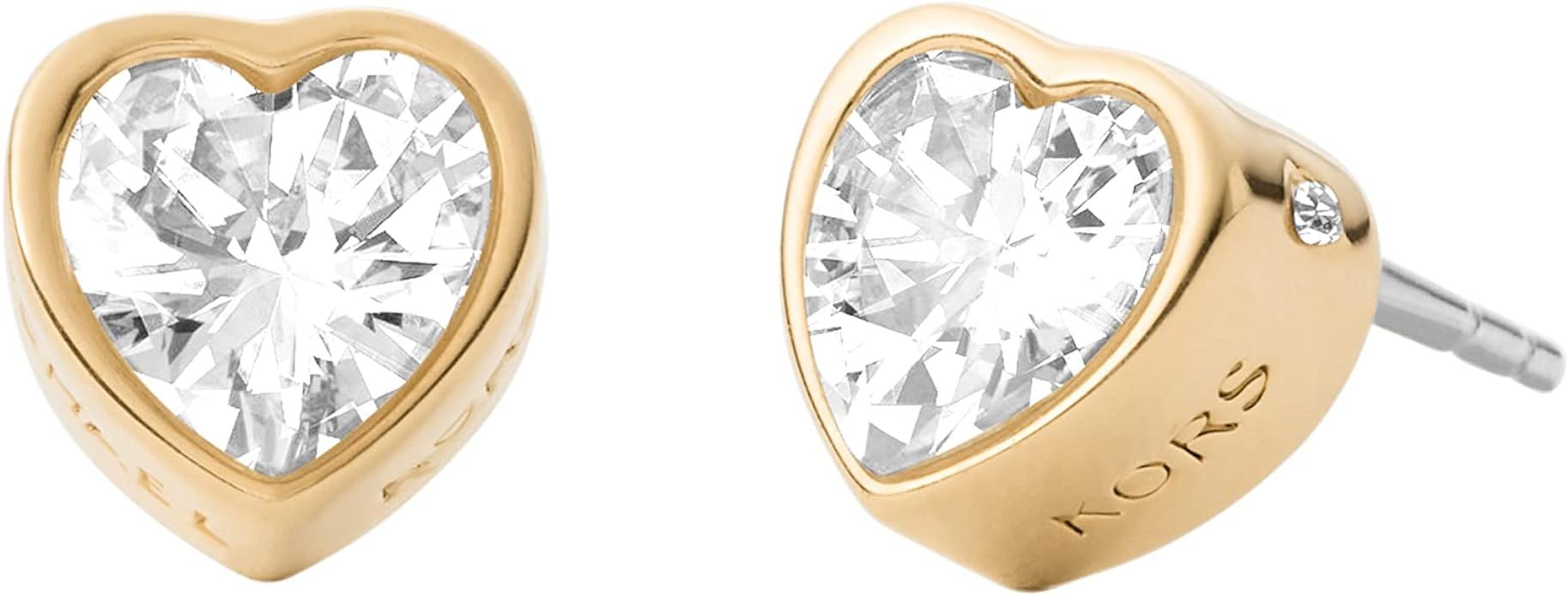 Michael Kors Women's Stainless Steel Heart Shaped Stud Earrings With Crystal Accents | Amazon (US)