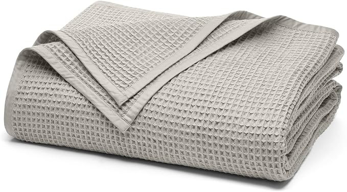 BOLL & BRANCH Waffle Bed Blanket - King/Cal King, Pewter - Luxury 100% Organic Cotton - Soft, Lig... | Amazon (US)