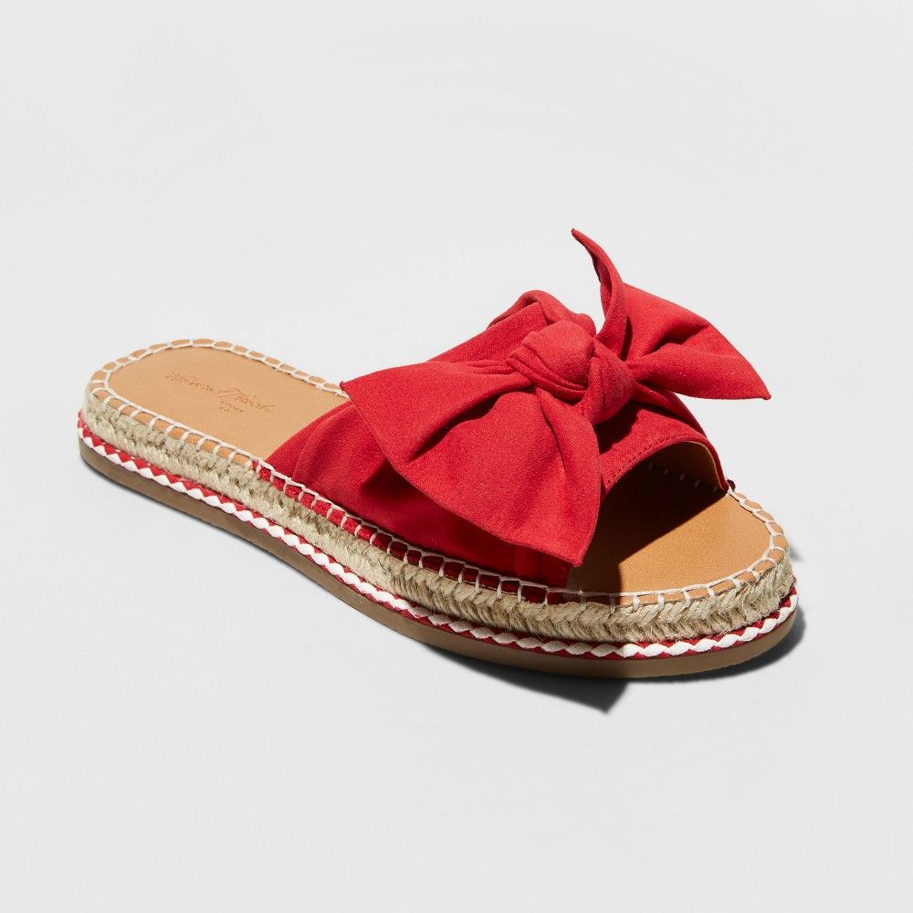 Women's Sigma Wide Width Bow Espadrille Sandals - Universal Thread Red 5W, Size: 5 Wide | Target