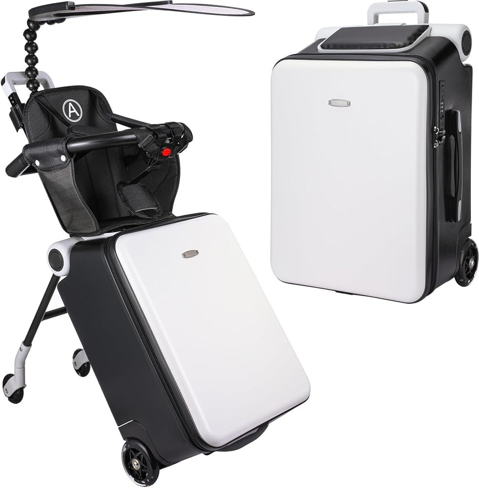 Carry on Luggage with Seat for Kids Expandable Ride on Suitcase with Spinner Wheels and Locks for... | Amazon (US)