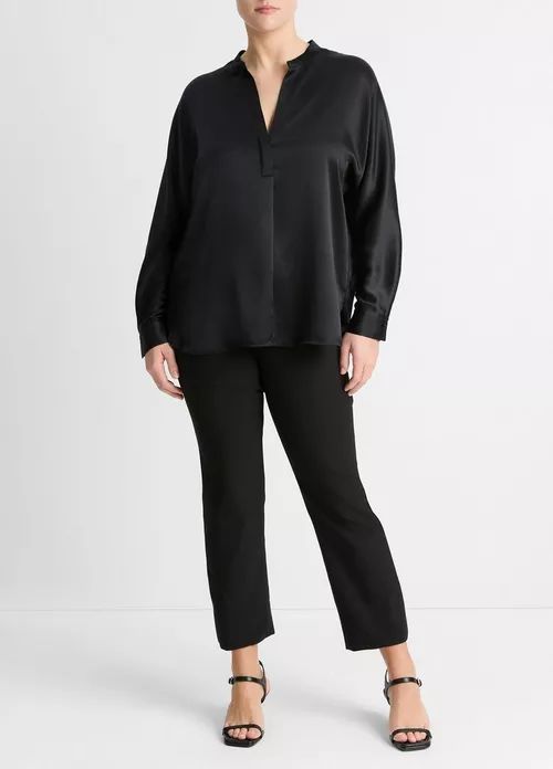 Silk Satin Band-Collar Blouse | Vince LLC