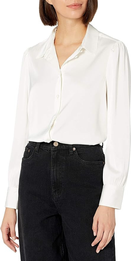 The Drop Women's @Lucyswhims Long-Sleeve Button-Down Stretch Satin Shirt | Amazon (US)