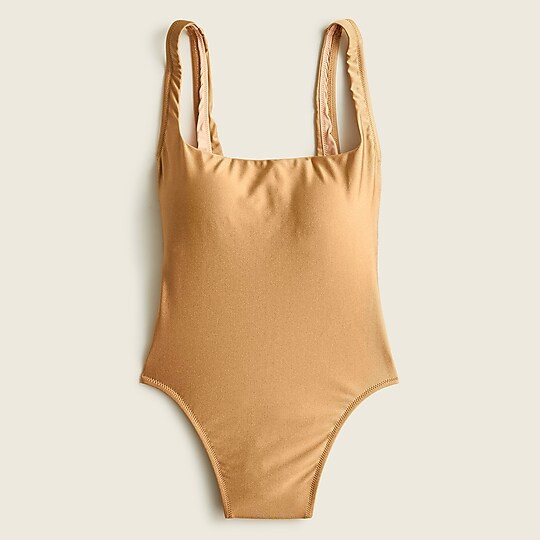 Shiny squareneck one-piece- Gold Swimsuit- One Piece Swimsuit- Jcrew Swimsuits | J. Crew US
