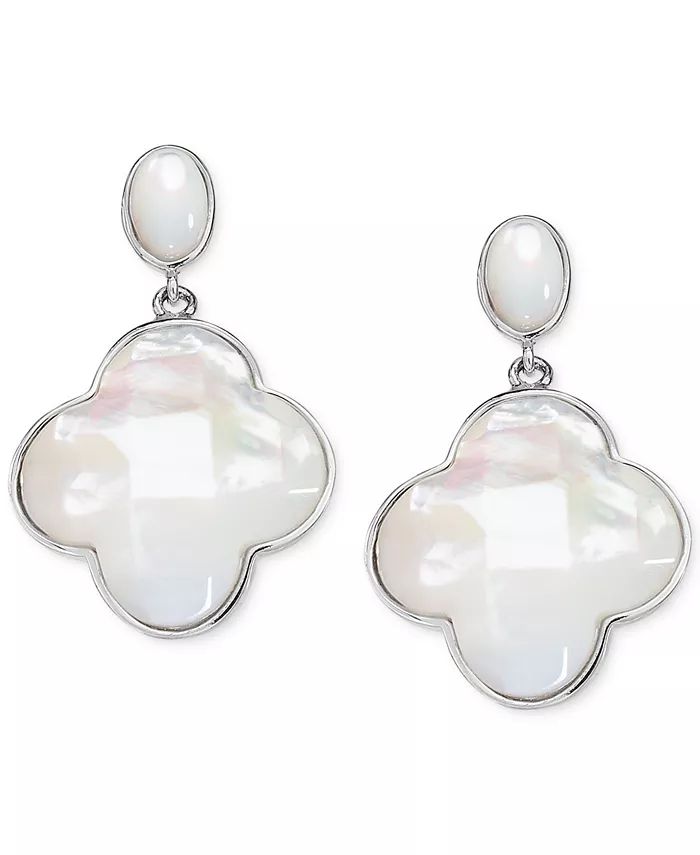 Mother-of-Pearl Clover Drop Earrings in Sterling Silver | Macy's