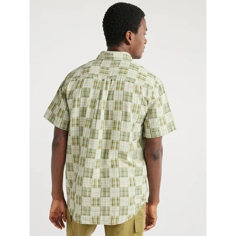 Free Assembly Men's Cotton Patchwork Shirt with Short Sleeves, Sizes S-XXXL | Walmart (US)