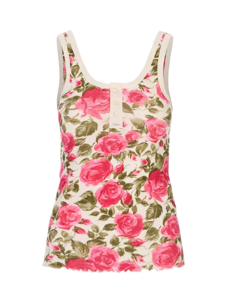 Chloé Henley Floral Print Tank Top | Cettire Global