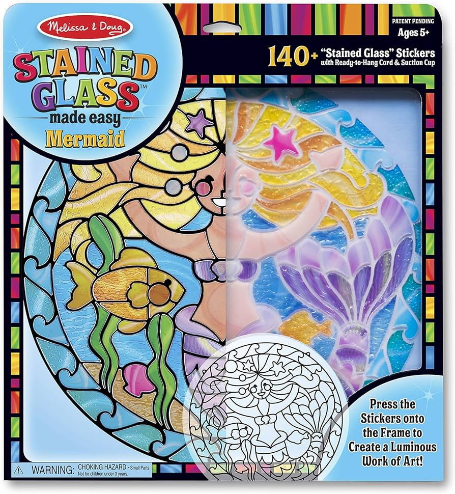 Melissa & Doug Stained Glass Made Easy Activity Kit: Mermaids - 140+ Stickers - Kids Sticker Stai... | Amazon (US)