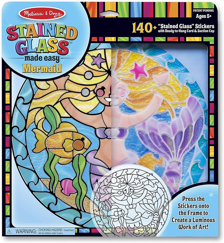 Melissa & Doug Stained Glass Made Easy Activity Kit: Mermaids - 140+ Stickers - Kids Sticker Stai... | Amazon (US)