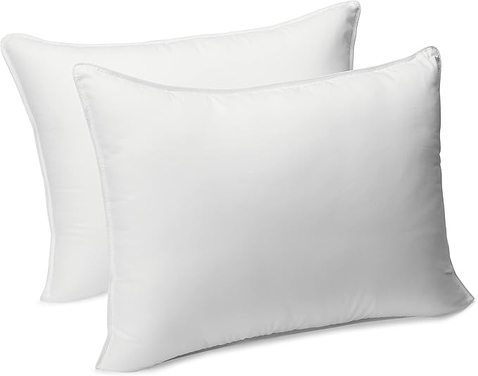 Amazon Basics Down Alternative Bed Pillows, Medium Density for Back and Side Sleepers - King, 2-P... | Amazon (US)
