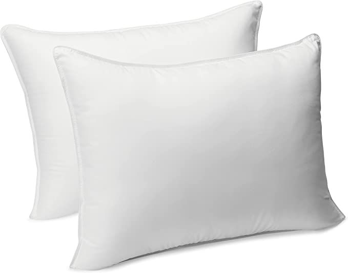 Amazon Basics Down Alternative Bed Pillows, Medium Density For Back and Side Sleepers, Standard, ... | Amazon (US)
