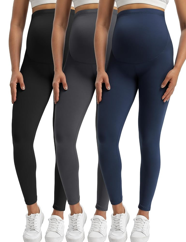 Buttergene Women's Maternity Leggings over the Belly Pregnancy Active Wear Workout Yoga Tights Pa... | Amazon (US)
